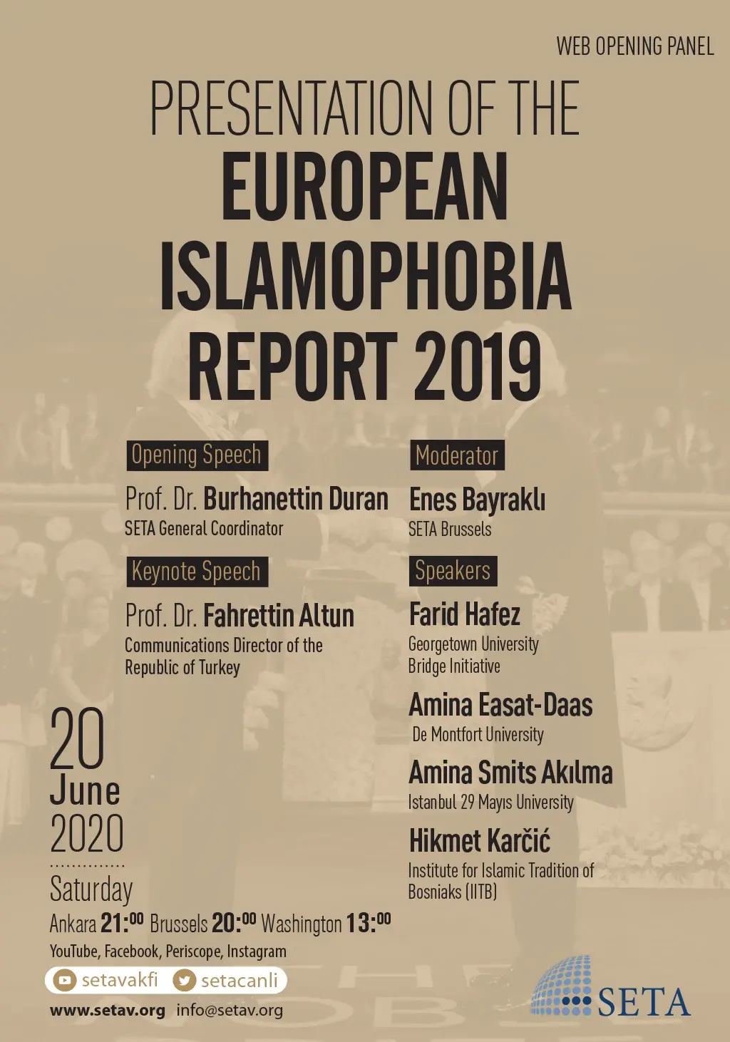 Web Opening Panel: Presentation of the “European Islamophobia Report 2019”