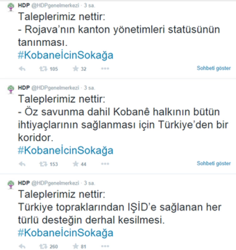 Görsel 1. HDP’nin Resmi Twitter Hesabından Yapılan Paylaşımlar