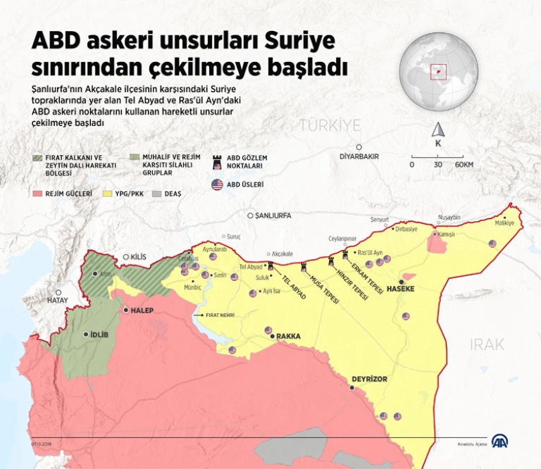 ABD askeri unsurları Suriye sınırından çekiliyor