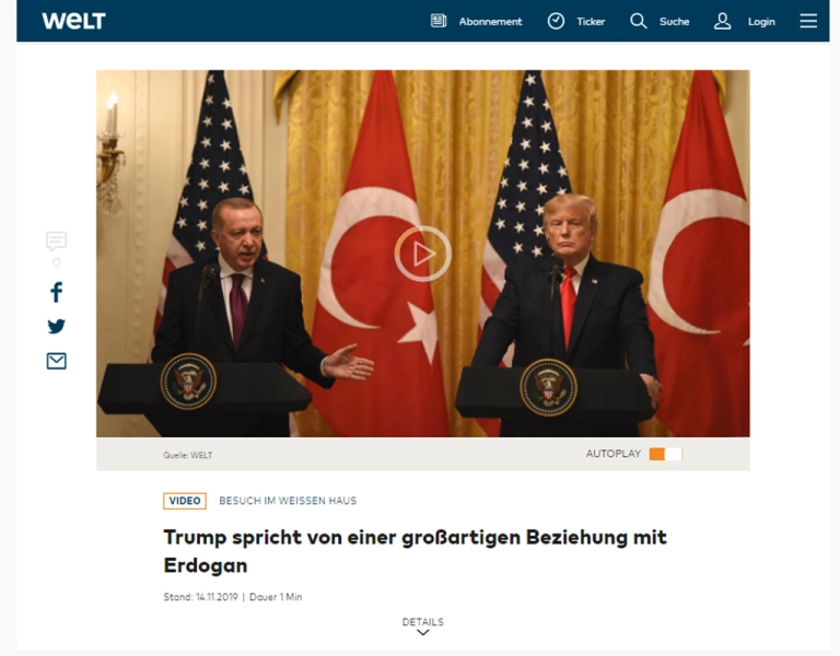 Trump Erdoğan ile harika bir ilişki içinde olduğunu söylüyor | Die Welt