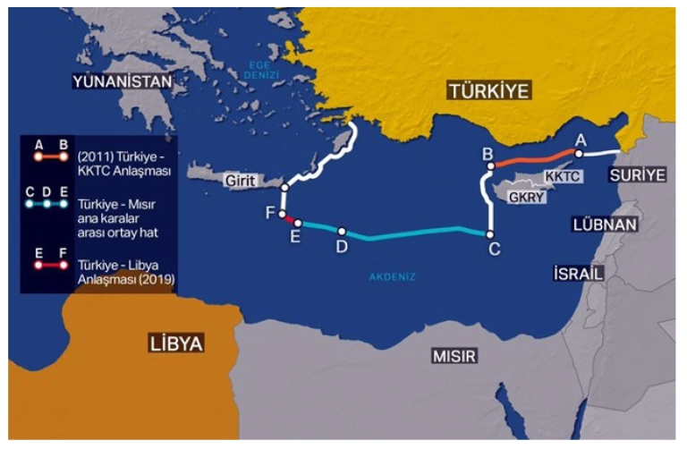 Harita 3. Türkiye’nin BM’ye Bildirdiği Doğu Akdeniz’deki Deniz Yetki Alanları