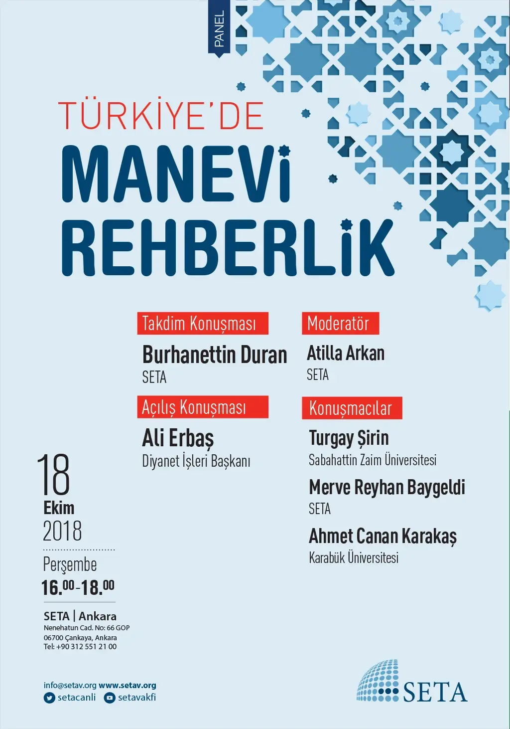 Panel: Türkiye’de Manevi Rehberlik