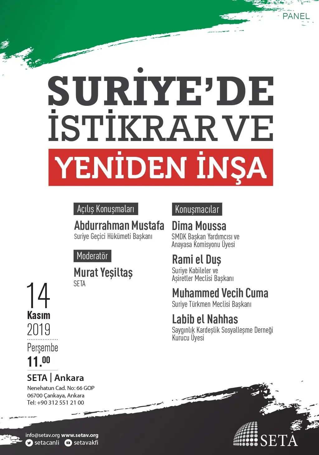 Panel: Suriye’de İstikrar ve Yeniden İnşa
