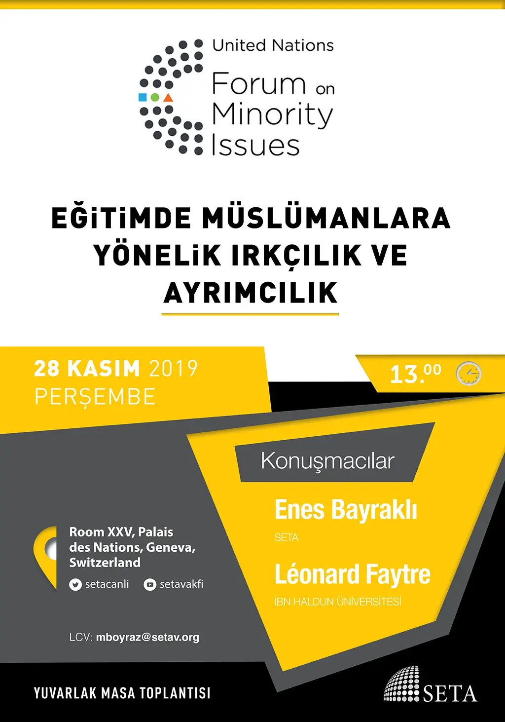 Yuvarlak Masa Toplantısı: “Eğitimde Müslümanlara Yönelik Irkçılık ve Ayrımcılık”