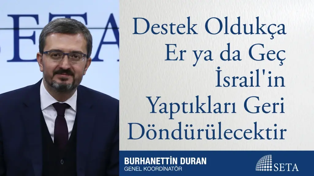Destek Oldukça, Er ya da Geç İsrail’in Yaptıkları Geri Döndürülecektir